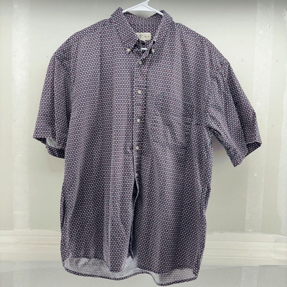 Natural Issue Mens Large Crazy All Over Print Short Sleeve Button Up Shirt‎ Cool